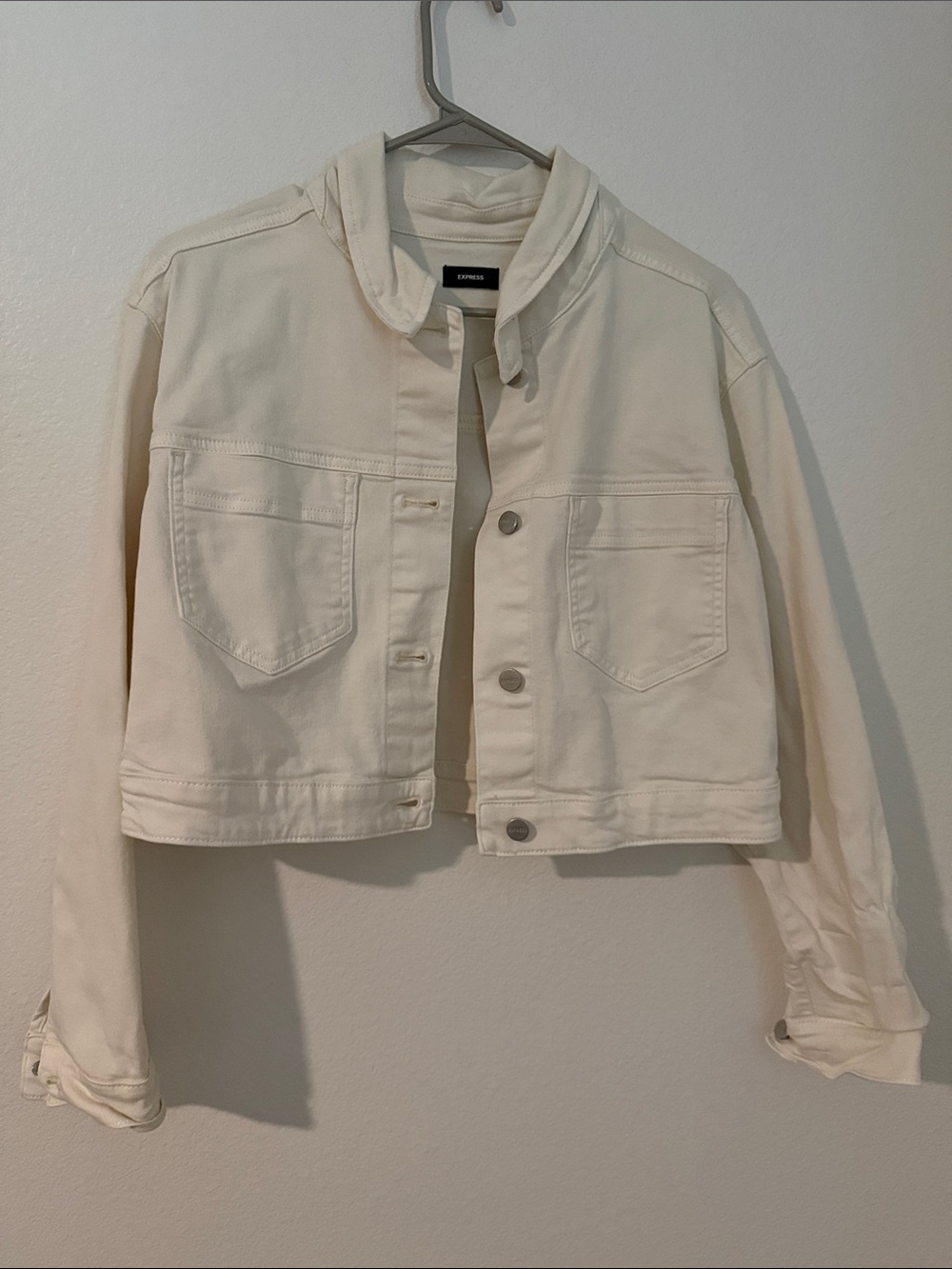 Express Cropped Cream Jean Jacket